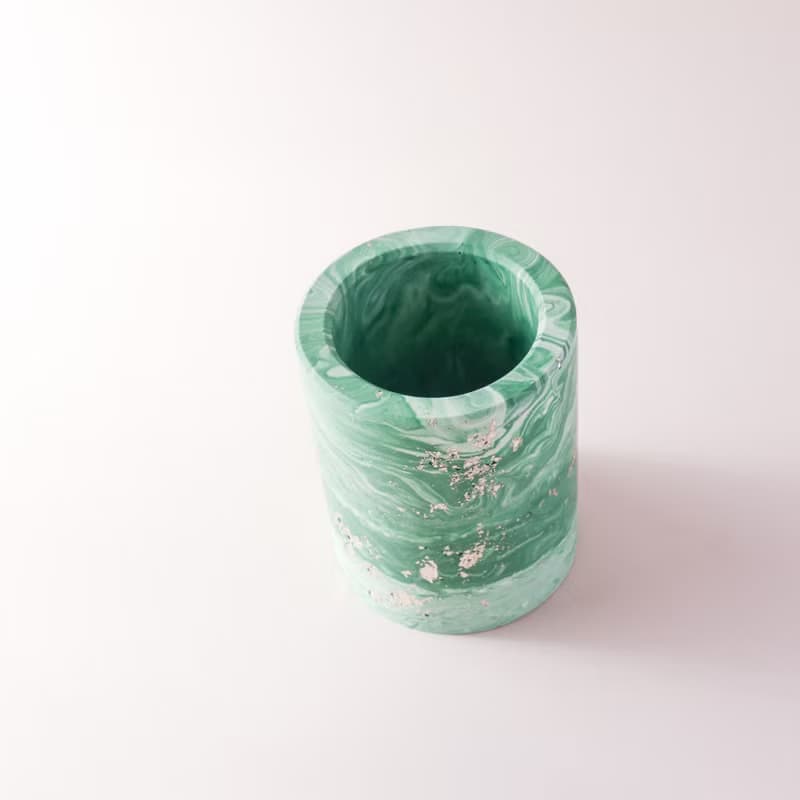 Jesmonite英國礦石樹脂/筆筒 - 綠色大理石紋
