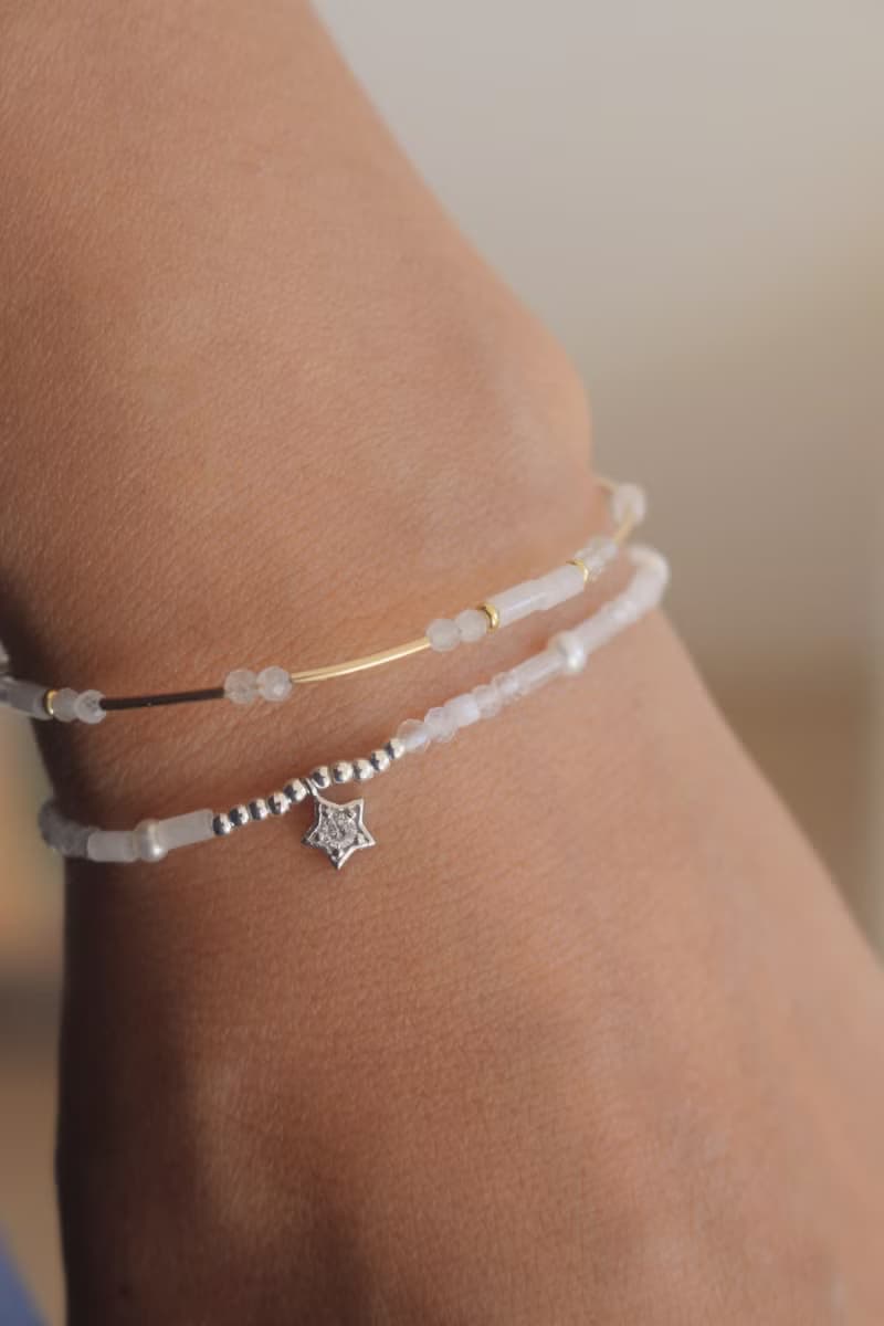 手鍊 月光石 14k包金 - 星空 -