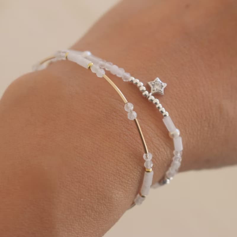 手鍊 月光石 14k包金 - 星空 -