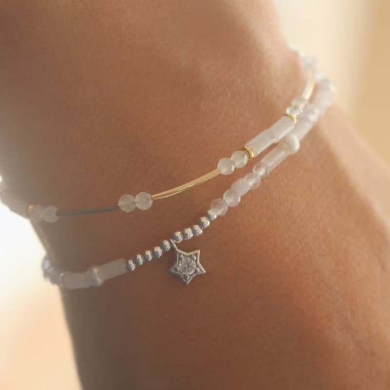 手鍊 月光石 14k包金 - 星空 -