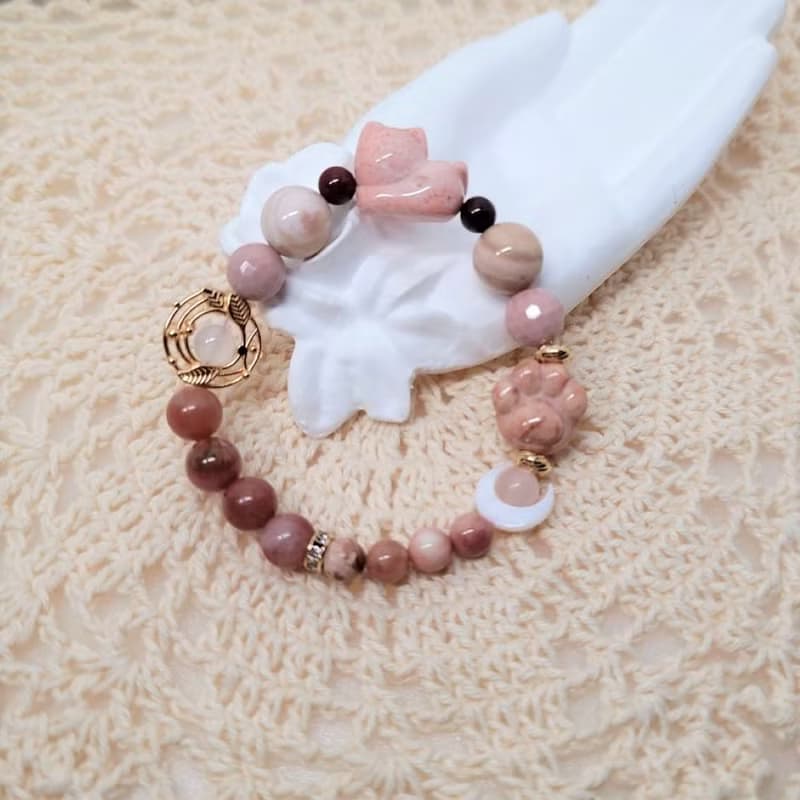 珊瑚玉可愛貓咪設計款手串