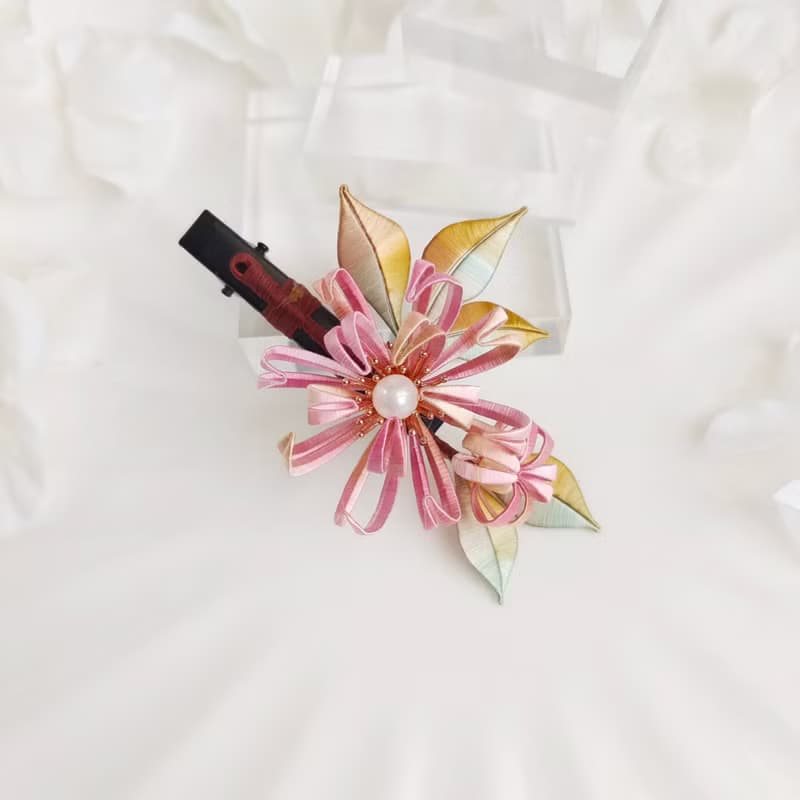 漸變菊花髮夾 珍珠髮夾 小菊花髮夾 小清新髮夾   胸針 纏花 春仔