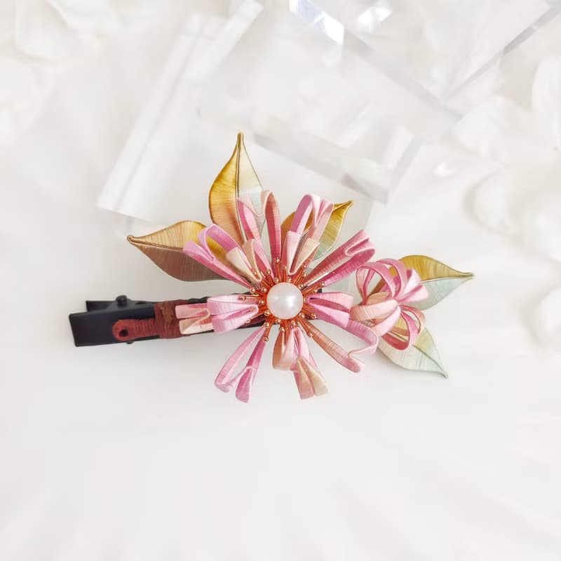 漸變菊花髮夾 珍珠髮夾 小菊花髮夾 小清新髮夾   胸針 纏花 春仔