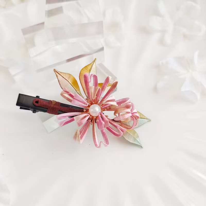 漸變菊花髮夾 珍珠髮夾 小菊花髮夾 小清新髮夾   胸針 纏花 春仔