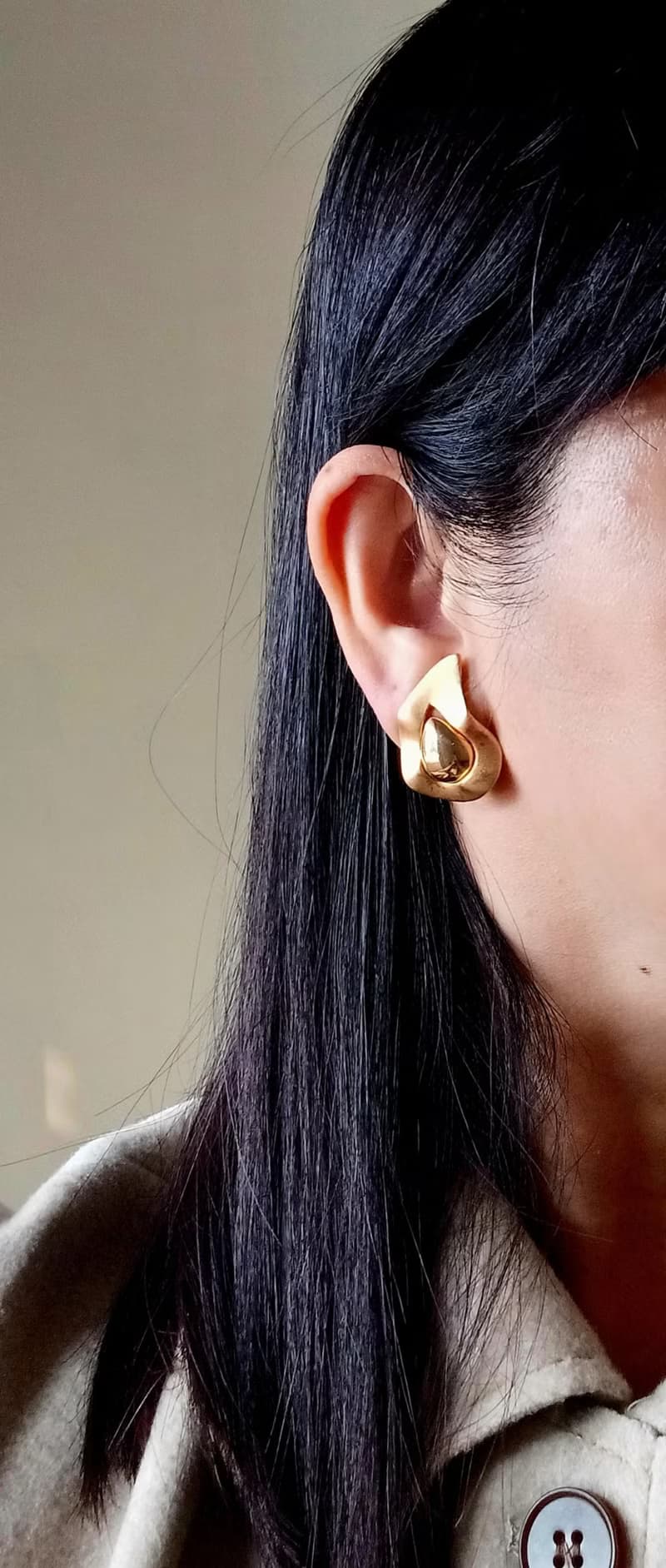 vintage jewelry  古董夾式耳環  火的波紋