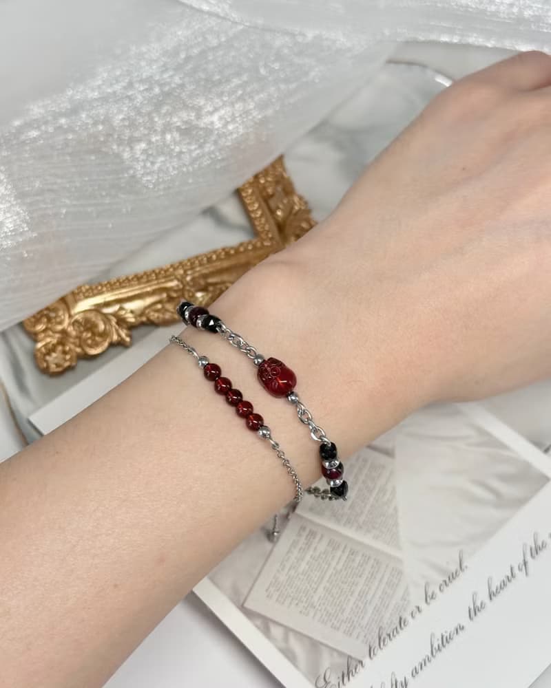 極細氣質紅石榴手鍊 - 醫療鋼/紅石榴石/絲滑可調式鍊