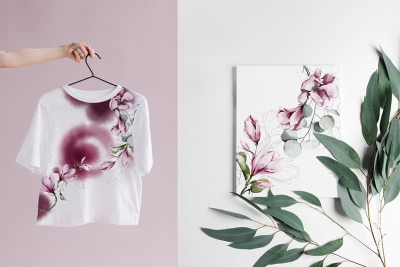 【數位】Magnolia & Eucalyptus. Watercolor bouquets, botanical clipart