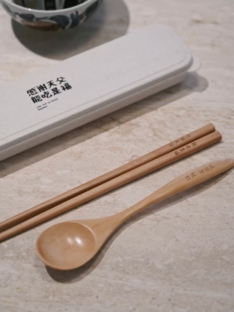 Heymen黑門 吃飽飽 天然實木日系筷子勺子組合便攜環保餐具套裝