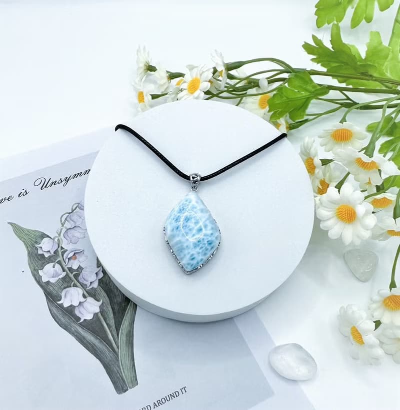 海紋石吊墜| 拉利馬| 大海的紋路| 925純銀| 送禮| 絕美藍色