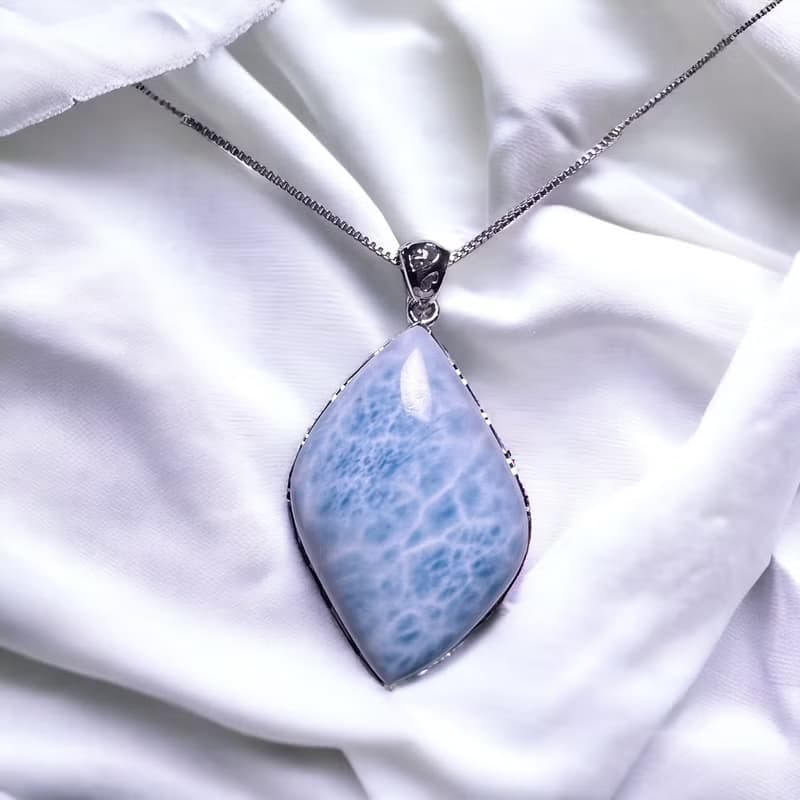 海紋石吊墜| 拉利馬| 大海的紋路| 925純銀| 送禮| 絕美藍色