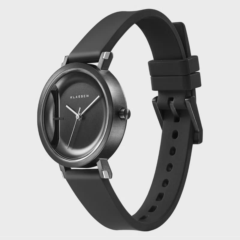 Imperfect Line 黑色矽膠錶帶手錶 32mm - 贈送同款皮革錶