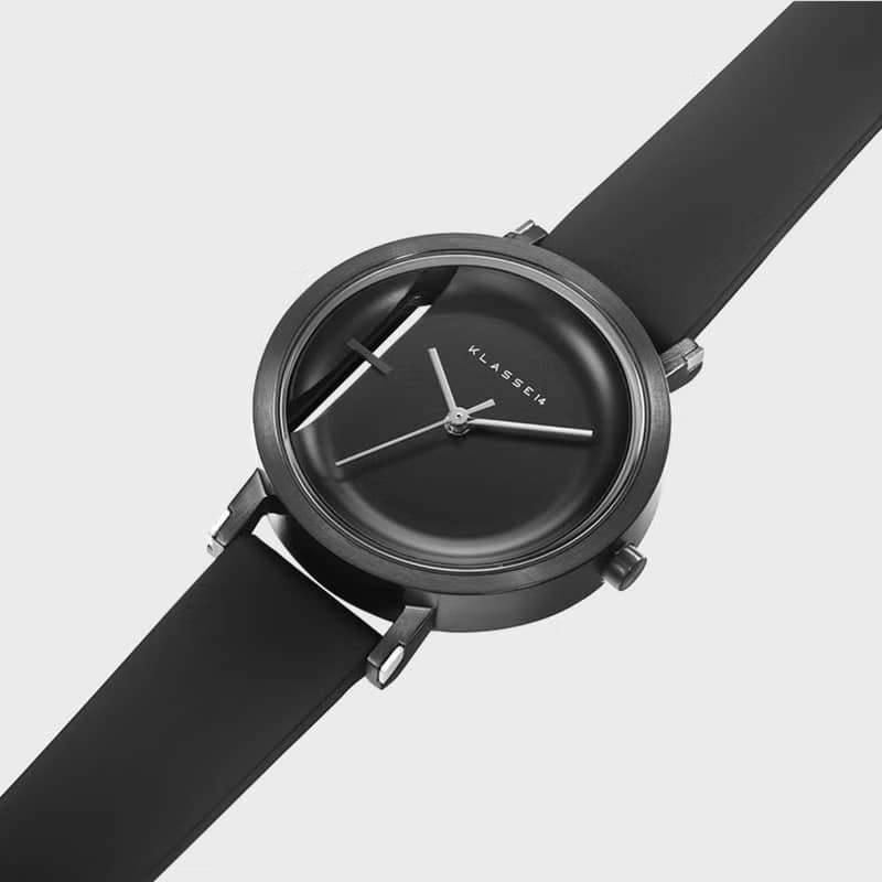 Imperfect Line 黑色矽膠錶帶手錶 32mm - 贈送同款皮革錶