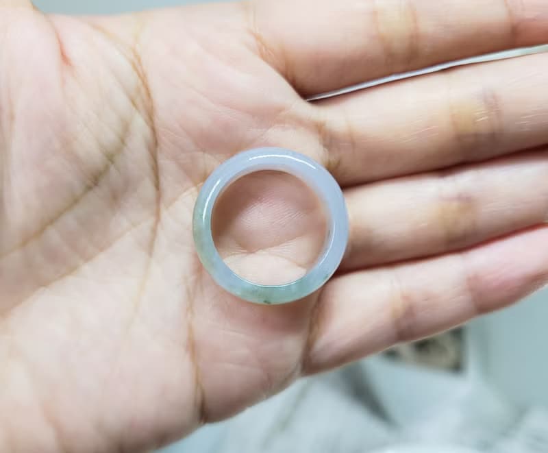 【親翠】天然翡翠 潤潤高種水帶綠手指鐲14號戒圈 畢業禮物