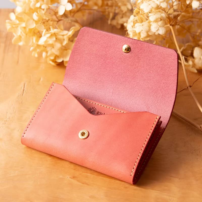 シンプルなマチつきカードケース 名刺入れ　Patan-card マチつき #Coral【入学祝】【就職祝】【カスタム可能なギフト】