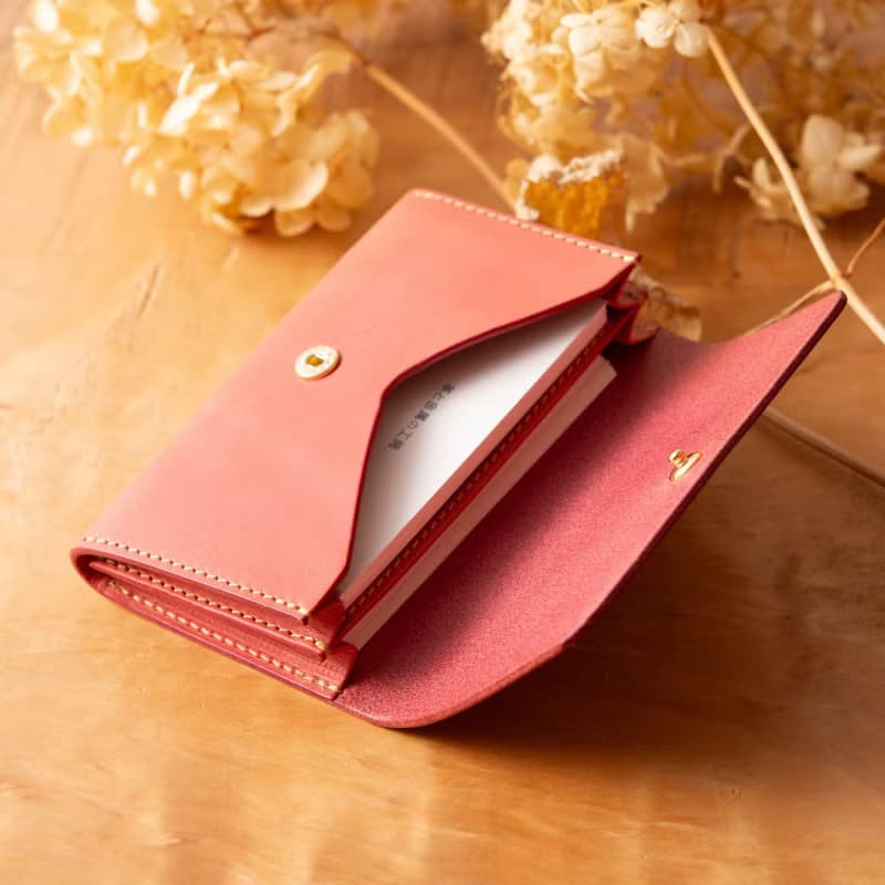 シンプルなマチつきカードケース 名刺入れ　Patan-card マチつき #Coral【入学祝】【就職祝】【カスタム可能なギフト】