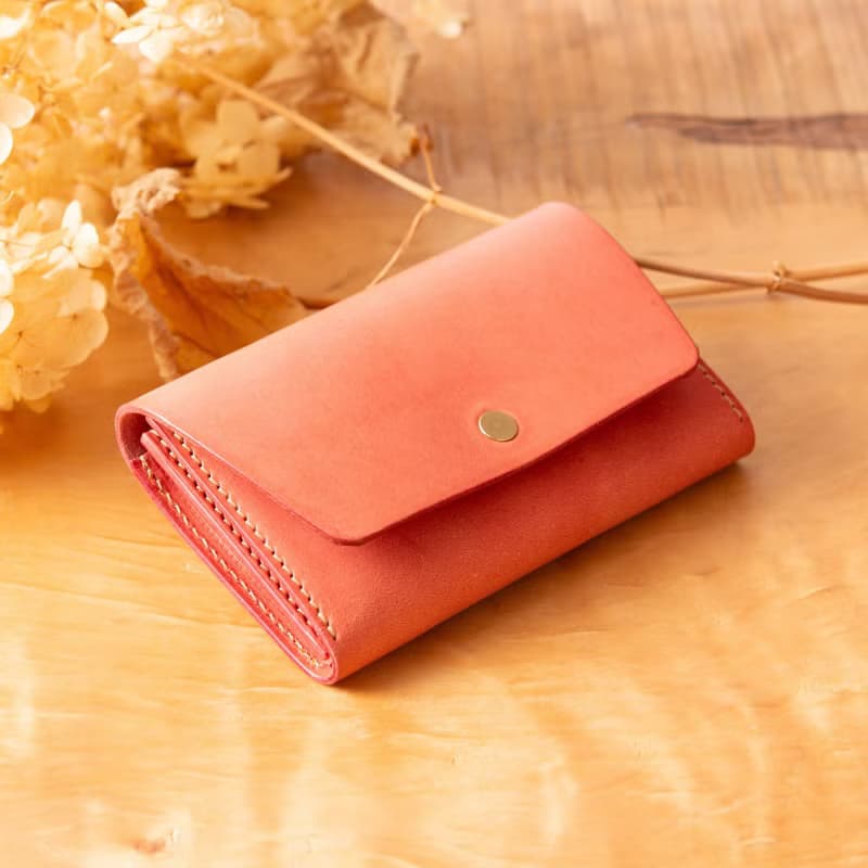 シンプルなマチつきカードケース 名刺入れ　Patan-card マチつき #Coral【入学祝】【就職祝】【カスタム可能なギフト】