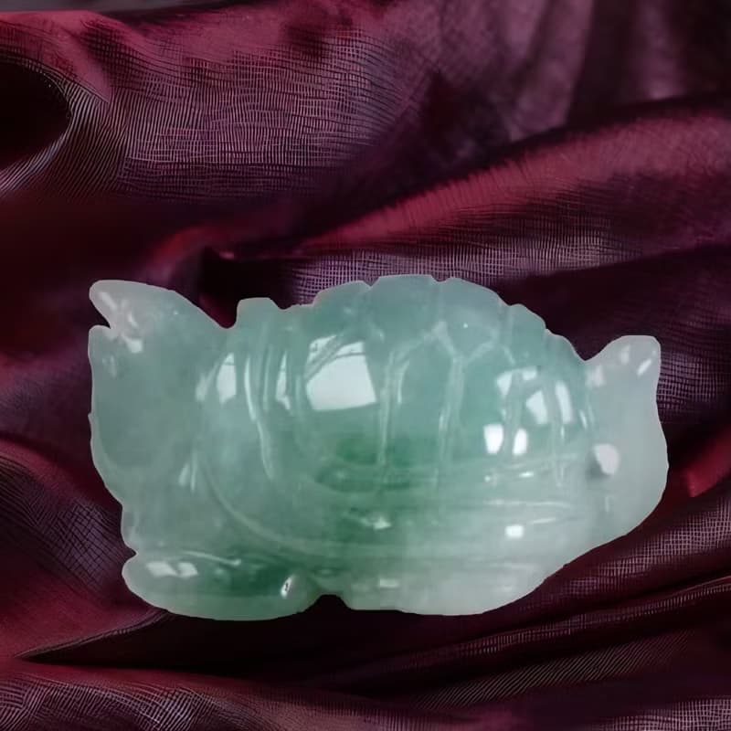【吉祥‧長壽】冰綠飄花翡翠烏龜擺飾 | 天然緬甸玉翡翠A貨| 送禮
