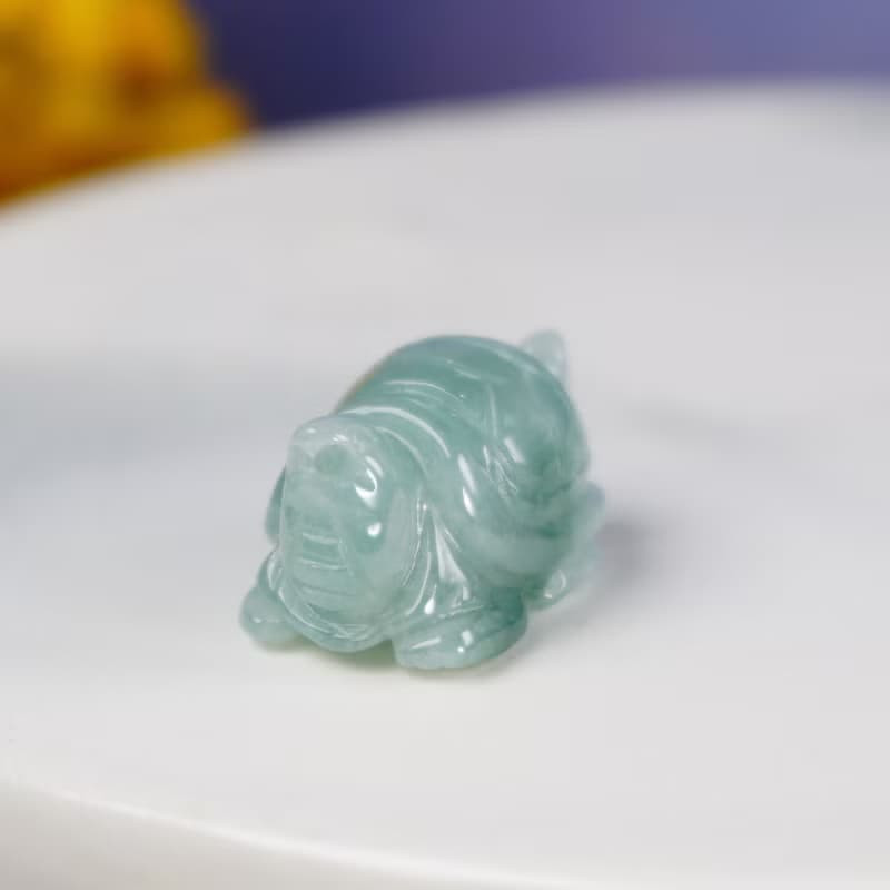 【吉祥‧長壽】冰綠飄花翡翠烏龜擺飾 | 天然緬甸玉翡翠A貨| 送禮