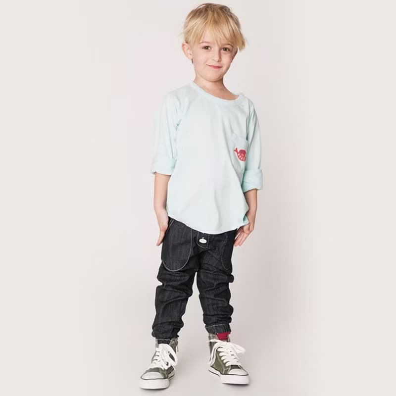 北歐童裝瑞典有機棉軟牛仔褲2歲至10歲深藍