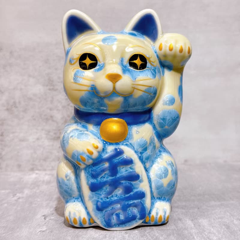 【霧彩納祿】日本清水燒招財貓 | 花結晶 縹 - 千万両 左