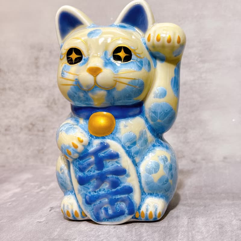 【霧彩納祿】日本清水燒招財貓 | 花結晶 縹 - 千万両 左