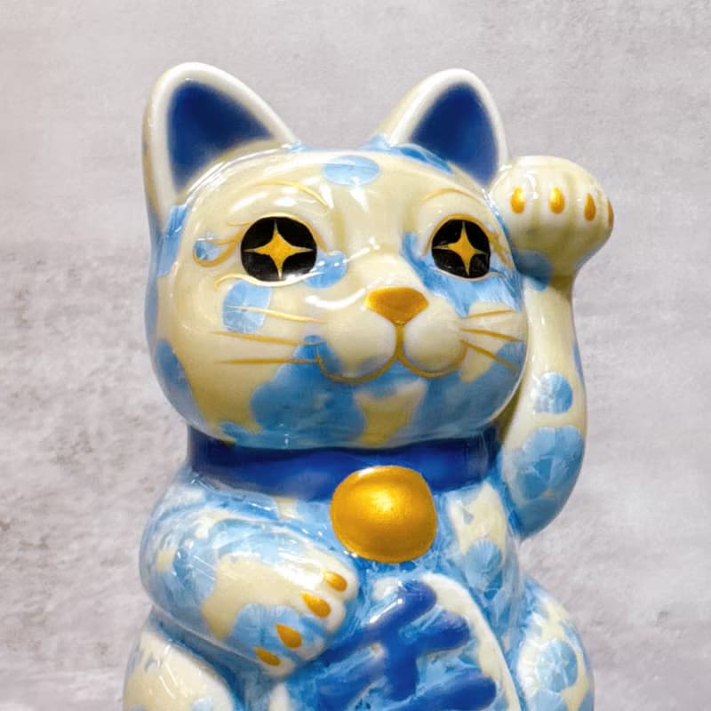 【霧彩納祿】日本清水燒招財貓 | 花結晶 縹 - 千万両 左