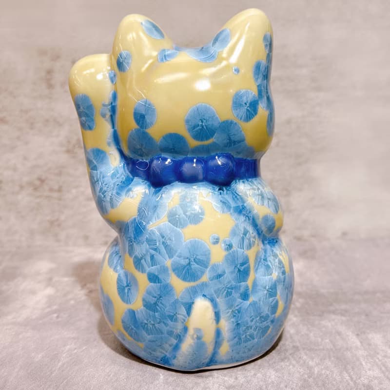 【霧彩納祿】日本清水燒招財貓 | 花結晶 縹 - 千万両 左
