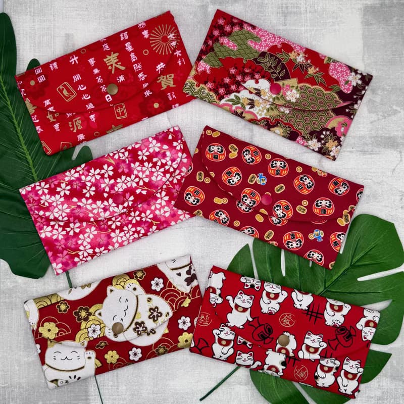 現貨 台灣製 日系 招財貓 開運 櫻花 布紅包袋 手作雙層紅包袋