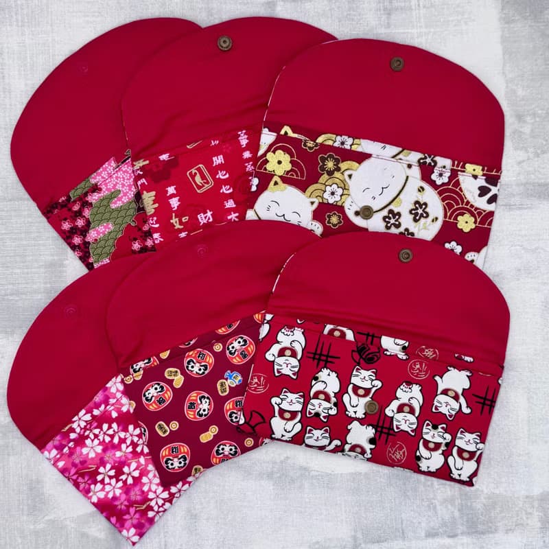 現貨 台灣製 日系 招財貓 開運 櫻花 布紅包袋 手作雙層紅包袋