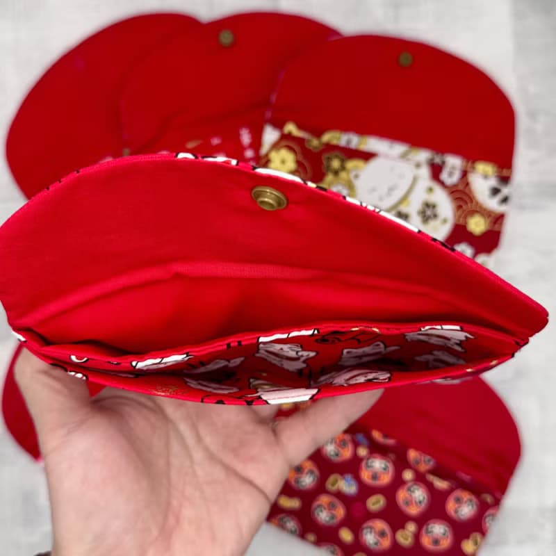 現貨 台灣製 日系 招財貓 開運 櫻花 布紅包袋 手作雙層紅包袋