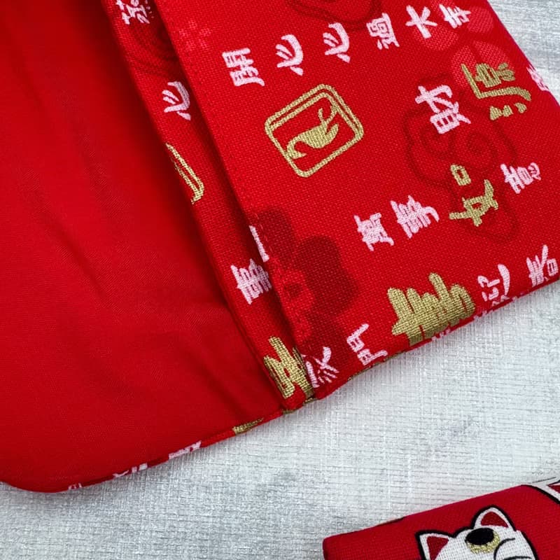 現貨 台灣製 日系 招財貓 開運 櫻花 布紅包袋 手作雙層紅包袋