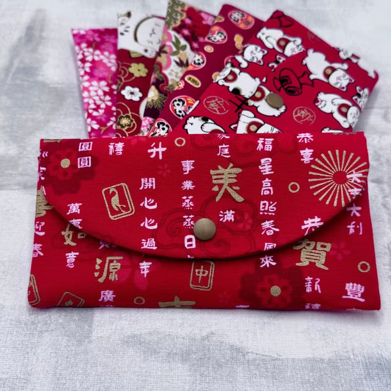 現貨 台灣製 日系 招財貓 開運 櫻花 布紅包袋 手作雙層紅包袋