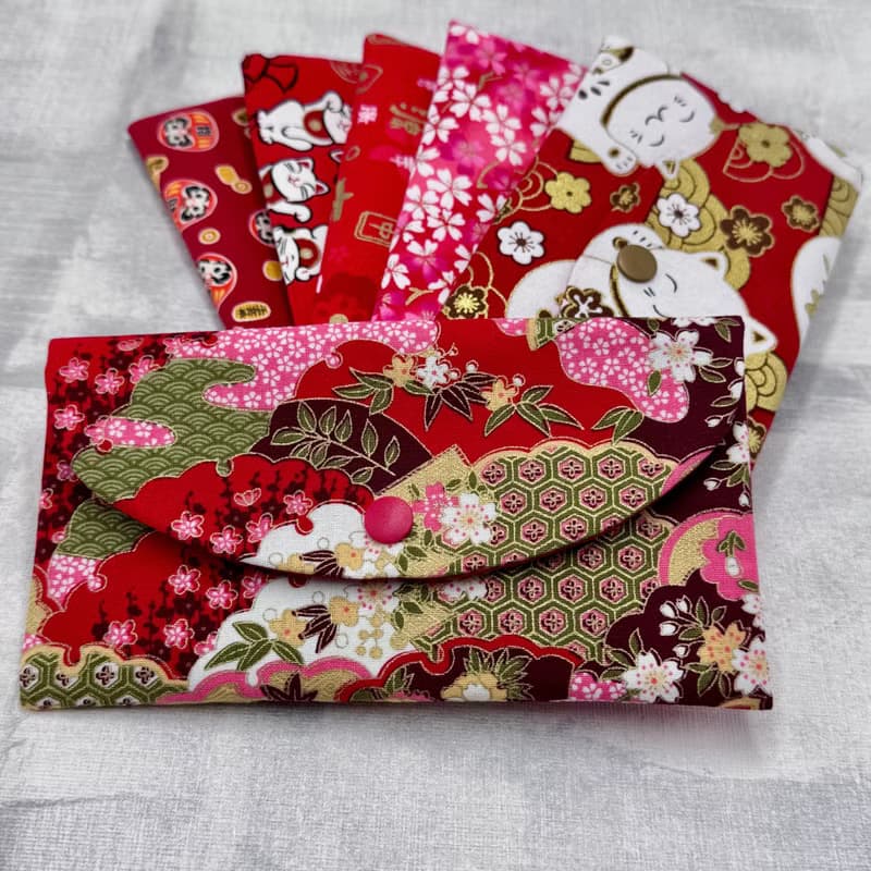 現貨 台灣製 日系 招財貓 開運 櫻花 布紅包袋 手作雙層紅包袋