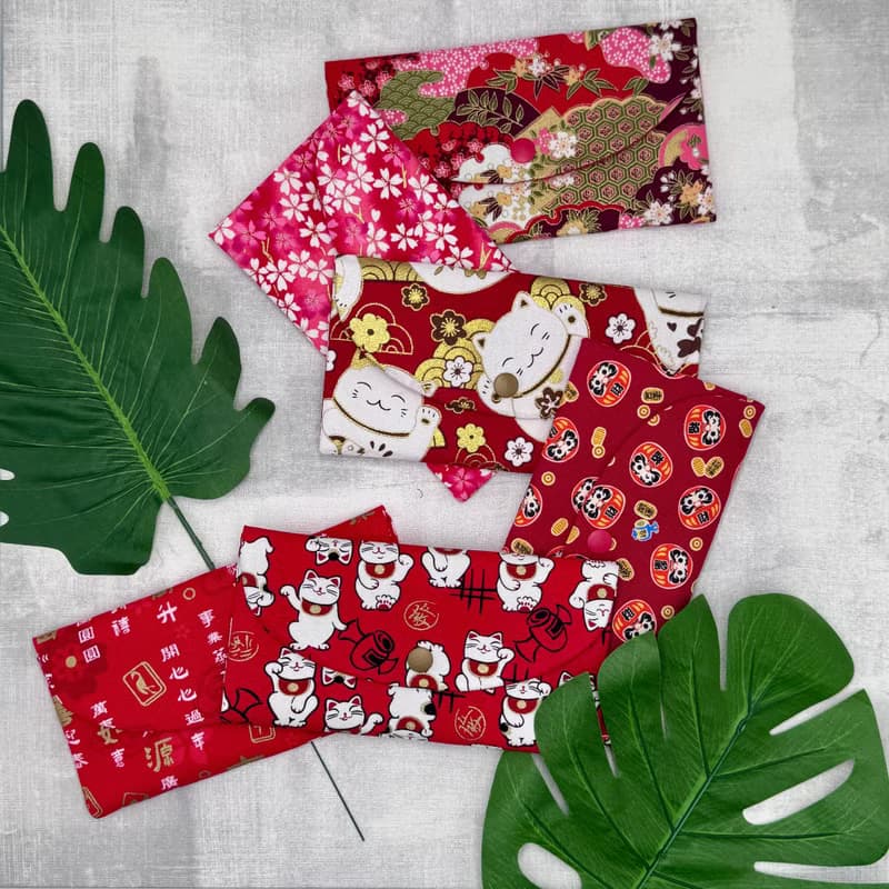 現貨 台灣製 日系 招財貓 開運 櫻花 布紅包袋 手作雙層紅包袋
