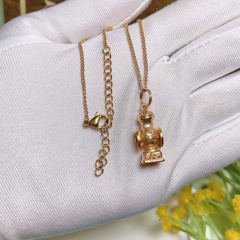 【西洋古董飾品】輪圈可轉動消防栓立體雕花 極質感 項鍊