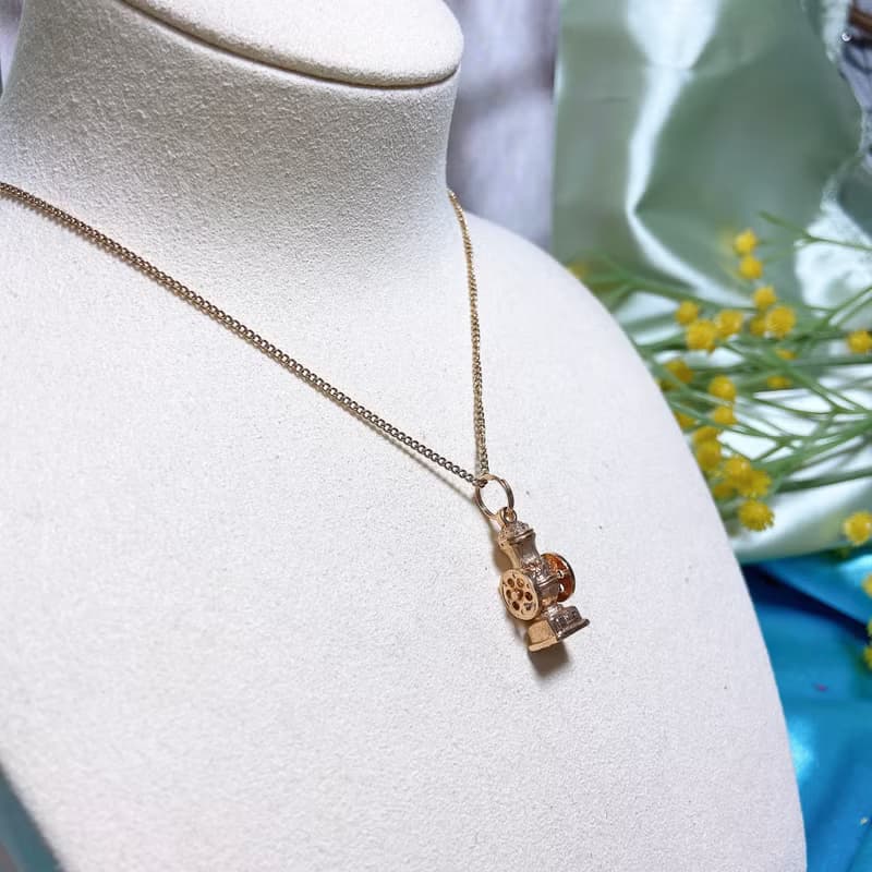 【西洋古董飾品】輪圈可轉動消防栓立體雕花 極質感 項鍊