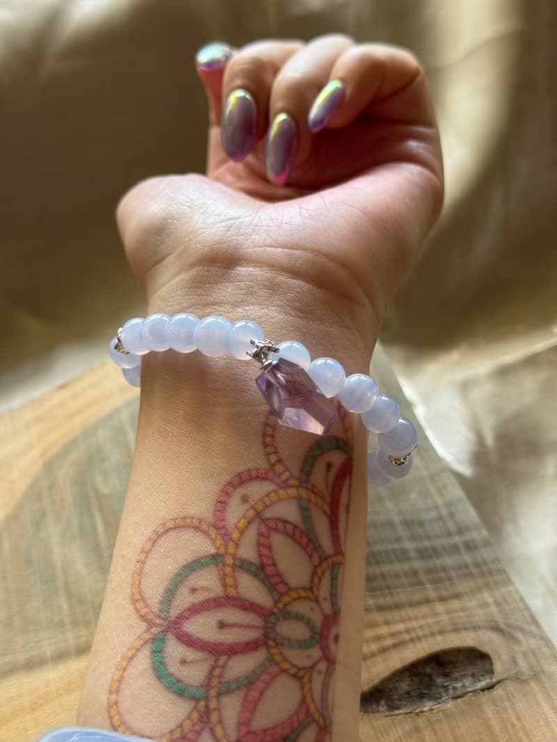 【水晶】藍紋瑪瑙設計手珠