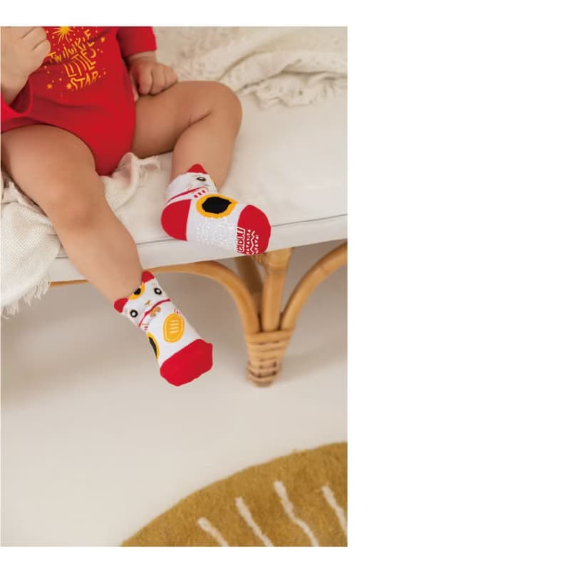 新年招財立體止滑寶寶襪3款各1雙   招財貓 虎爺 財神