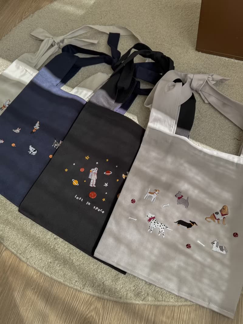 棉質刺繡購物肩背袋   Rabbit