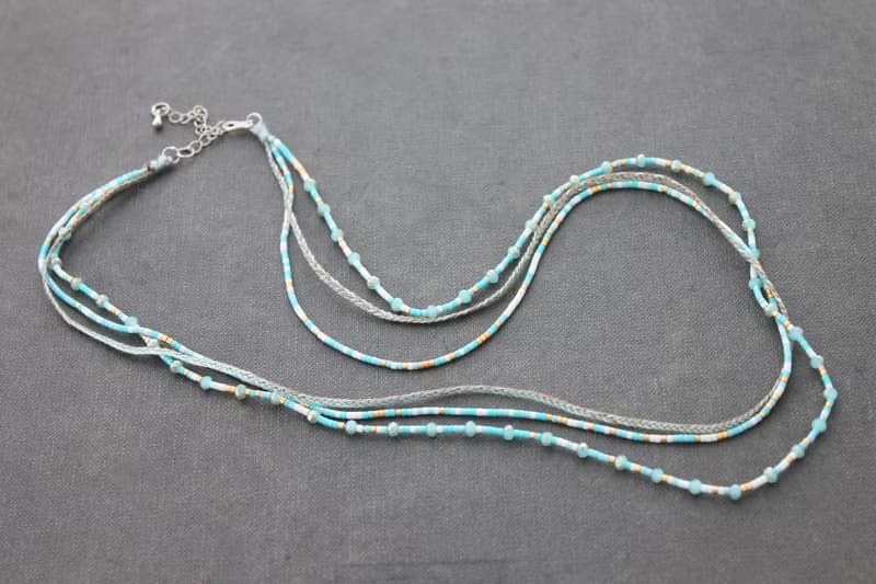 串珠裹手鍊種子珠金藍色薄荷蠟筆手鍊項鍊