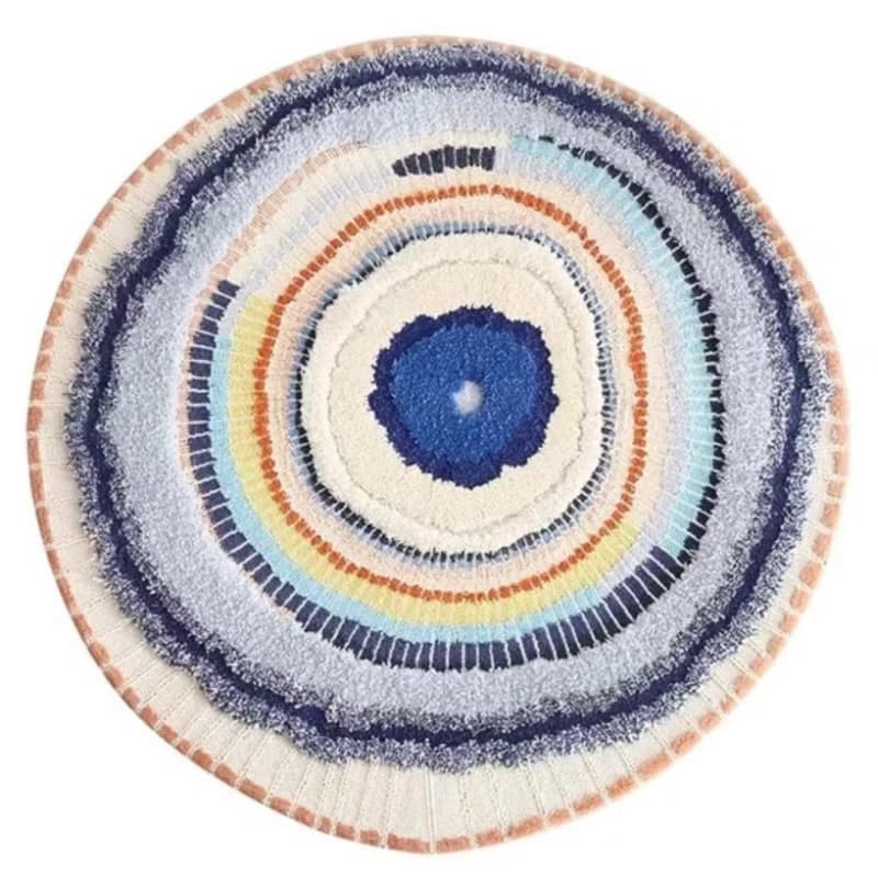 北歐風 手作 紐西蘭羊毛地毯 生命迴圈 客廳臥室床邊墊 家居裝飾