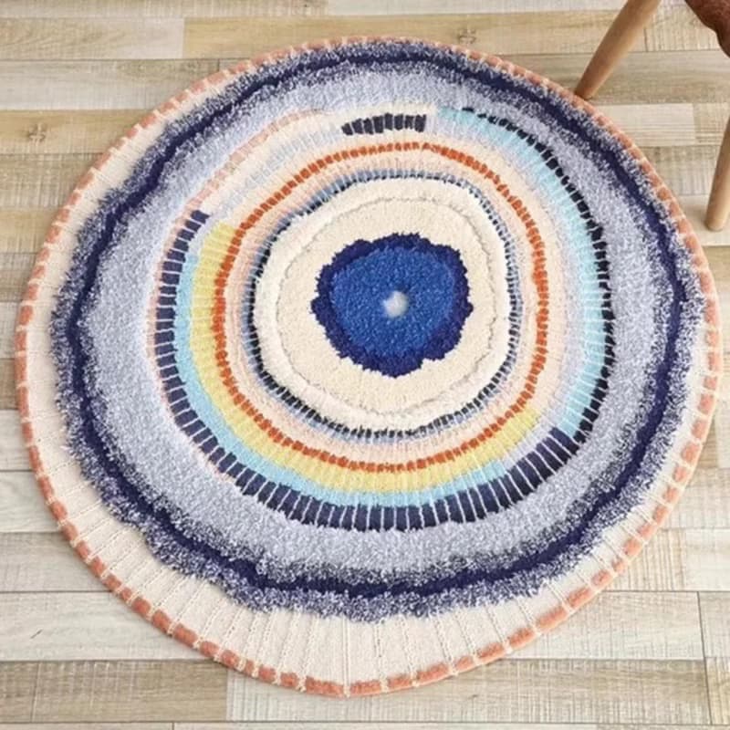 北歐風 手作 紐西蘭羊毛地毯 生命迴圈 客廳臥室床邊墊 家居裝飾