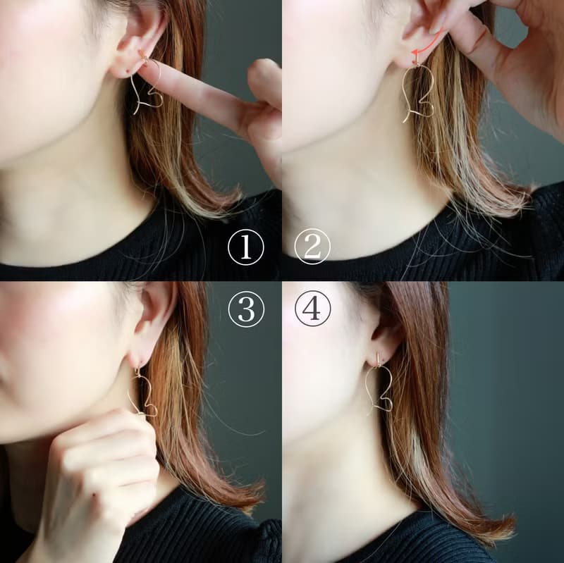 14kgf-fluffy heart pierced earrings/can change to clip-on