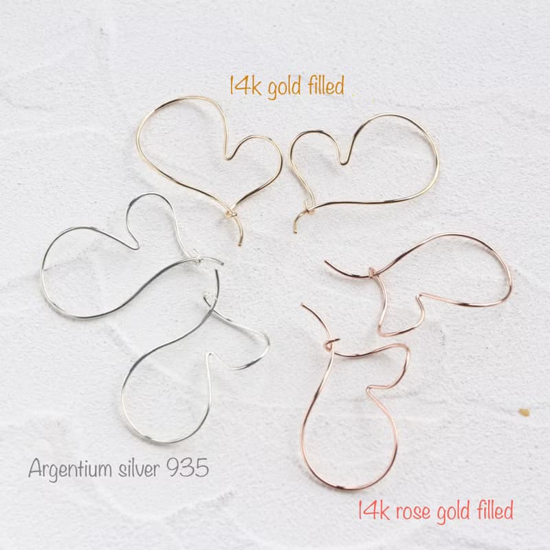 14kgf-fluffy heart pierced earrings/can change to clip-on
