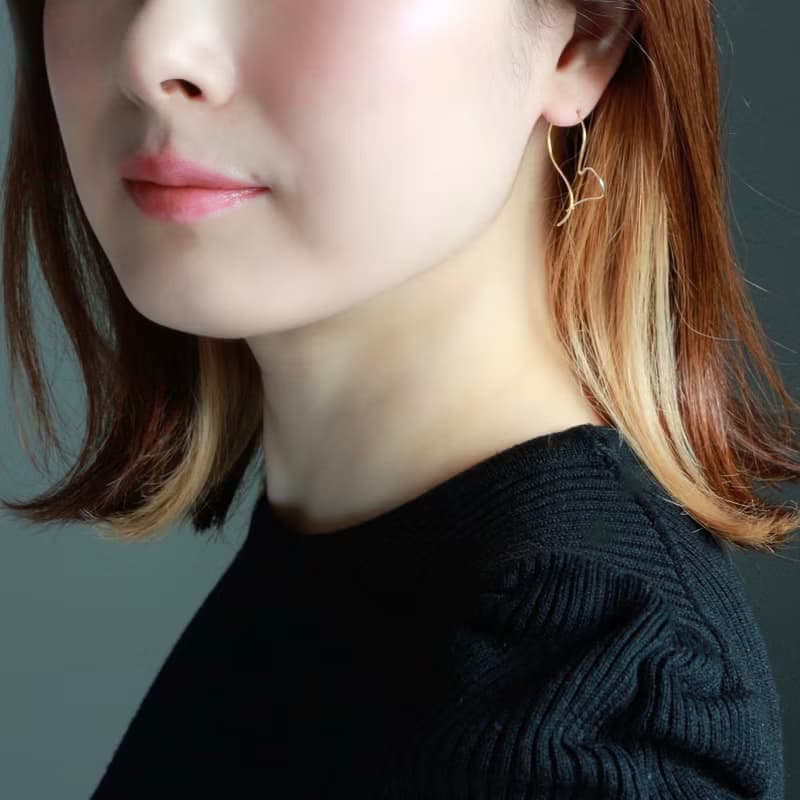 14kgf-fluffy heart pierced earrings/can change to clip-on