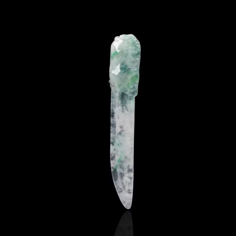 金絲陽綠玻璃種翡翠屠龍寶刀 | 天然緬甸玉A貨翡翠 | 送禮