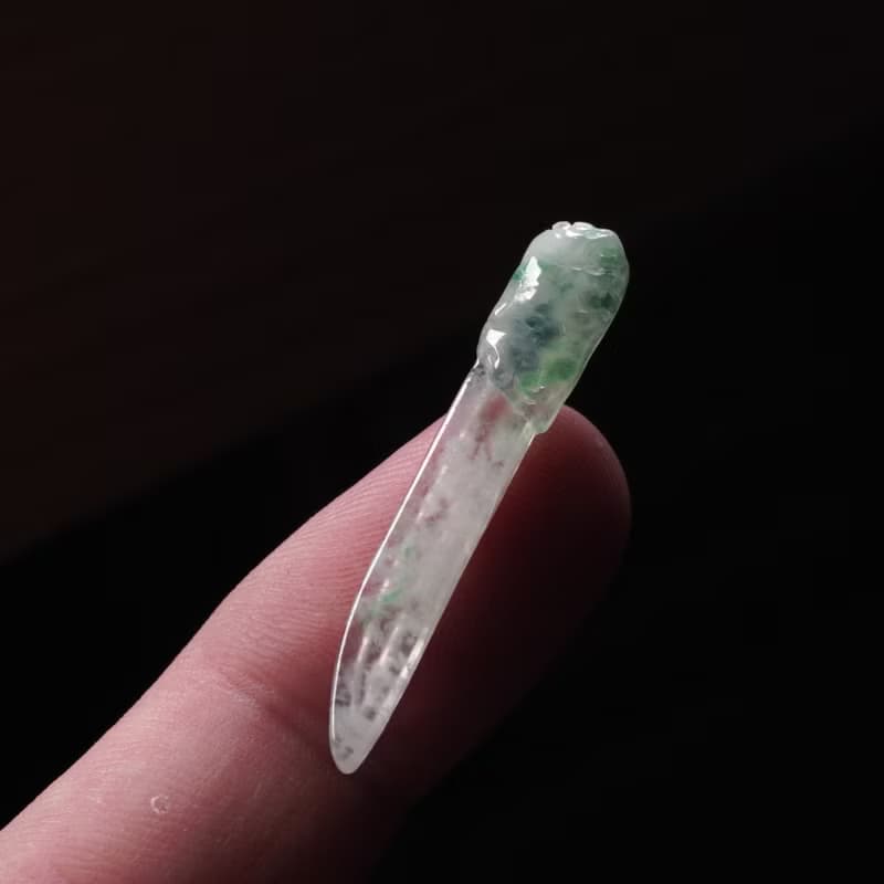 金絲陽綠玻璃種翡翠屠龍寶刀 | 天然緬甸玉A貨翡翠 | 送禮