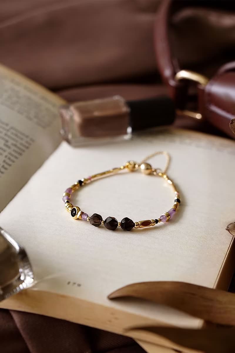 事業 x 茶晶 黑瑪瑙 紫水晶 尖晶石 紅紋石 磁扣【星空浩瀚】手鍊