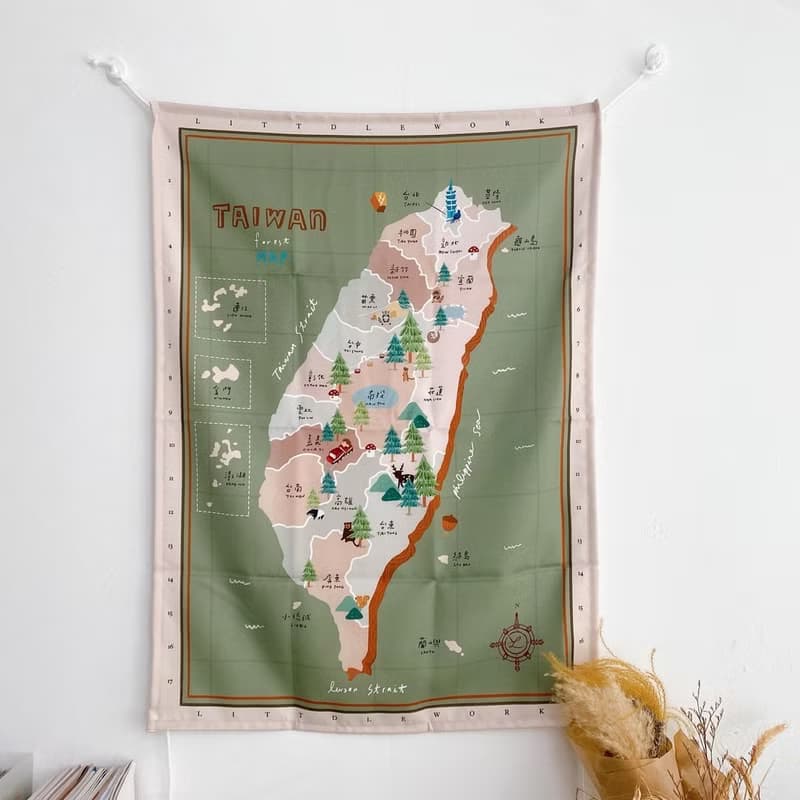 【熱買商品】台灣地圖布幔 - 酪梨森林