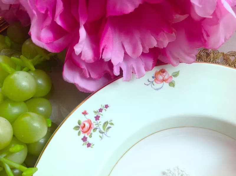 英國瓷器 1930年 手繪玫瑰古董蛋糕盤 湯盅, 水果盅, 點心盅